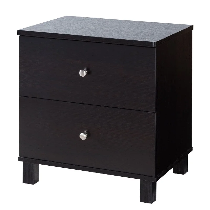 22 Inches 2 Drawer Nightstand with Straight Legs, Dark Brown