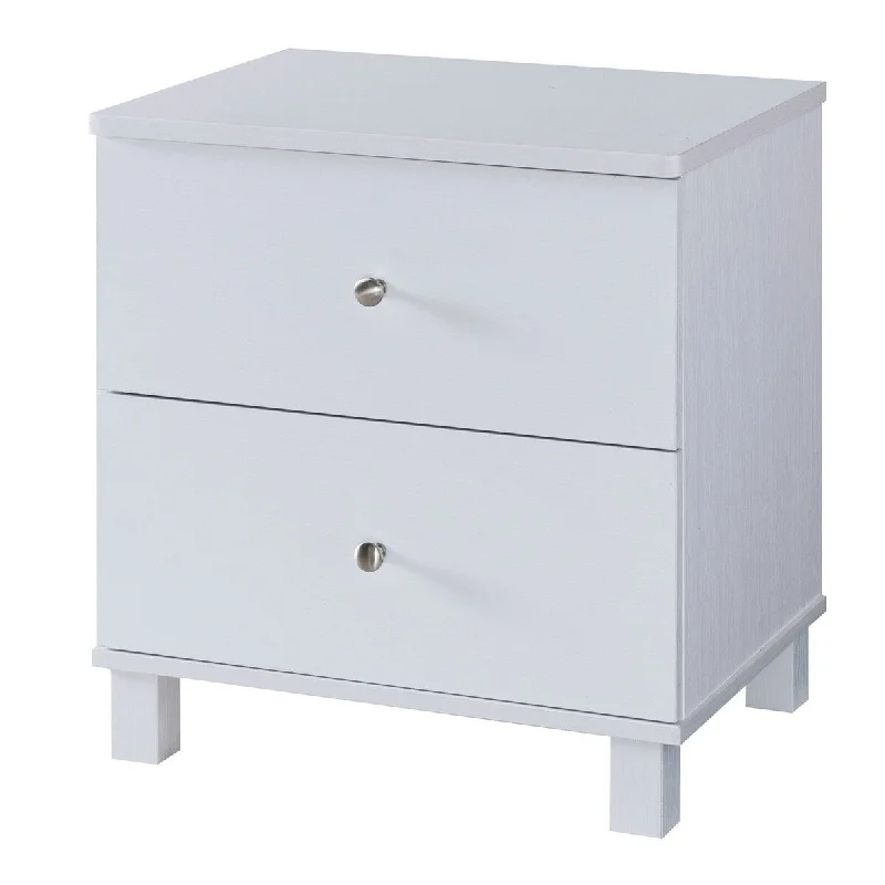 22 Inches 2 Drawer Nightstand with Straight Legs, White