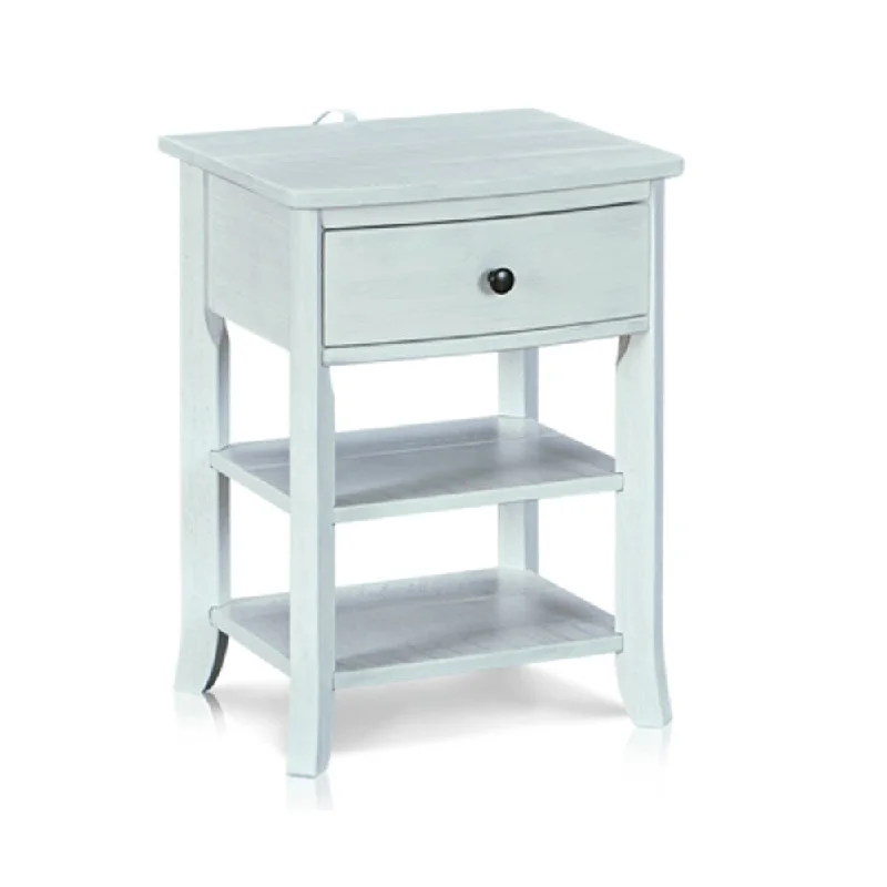 24 Inch Wood Nightstand with 1 Drawer and 2 Shelves, White