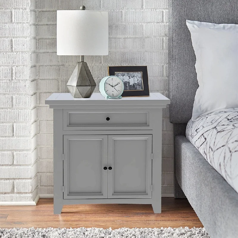 27.9 in. 1-Drawer Gray Nightstand with Slide Drawer and Flip Cabinet