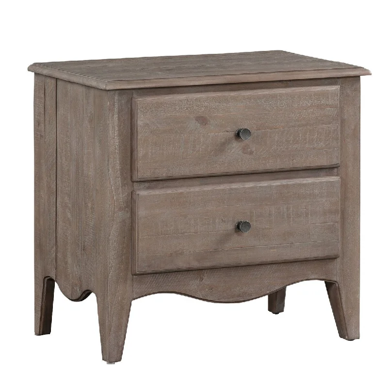 30 Inch Smith Pine Wood 2 Drawer Side Nightstand with Angled Legs, Brown