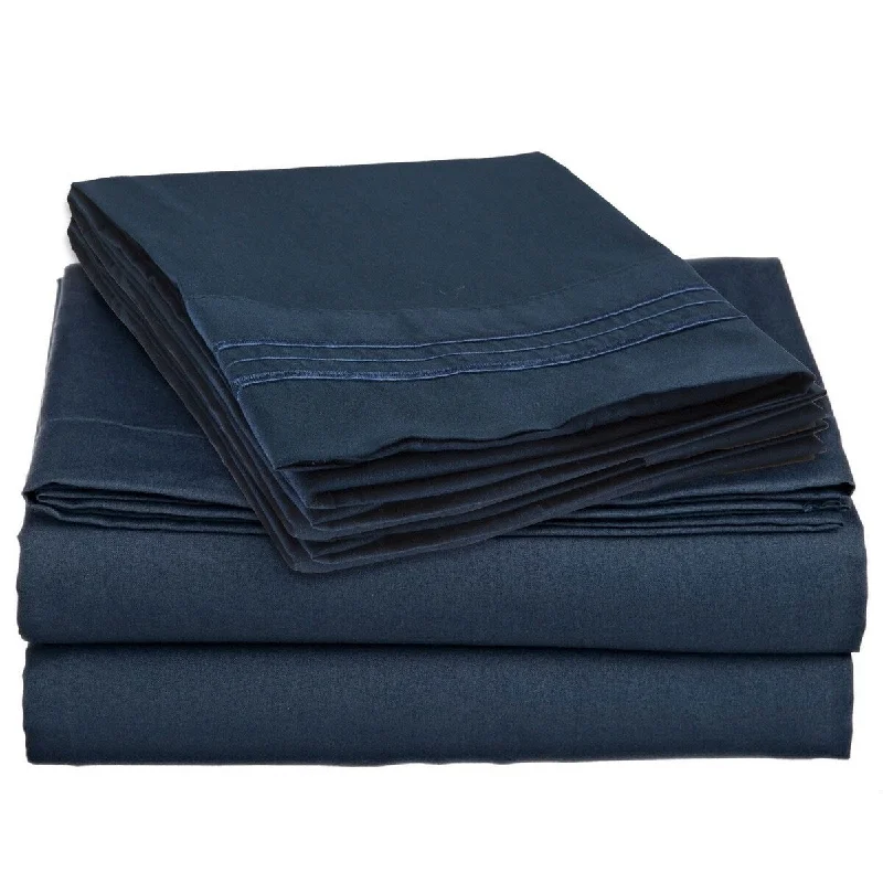 4 Piece 1600 Count Super Soft Sheet Set Full Blue