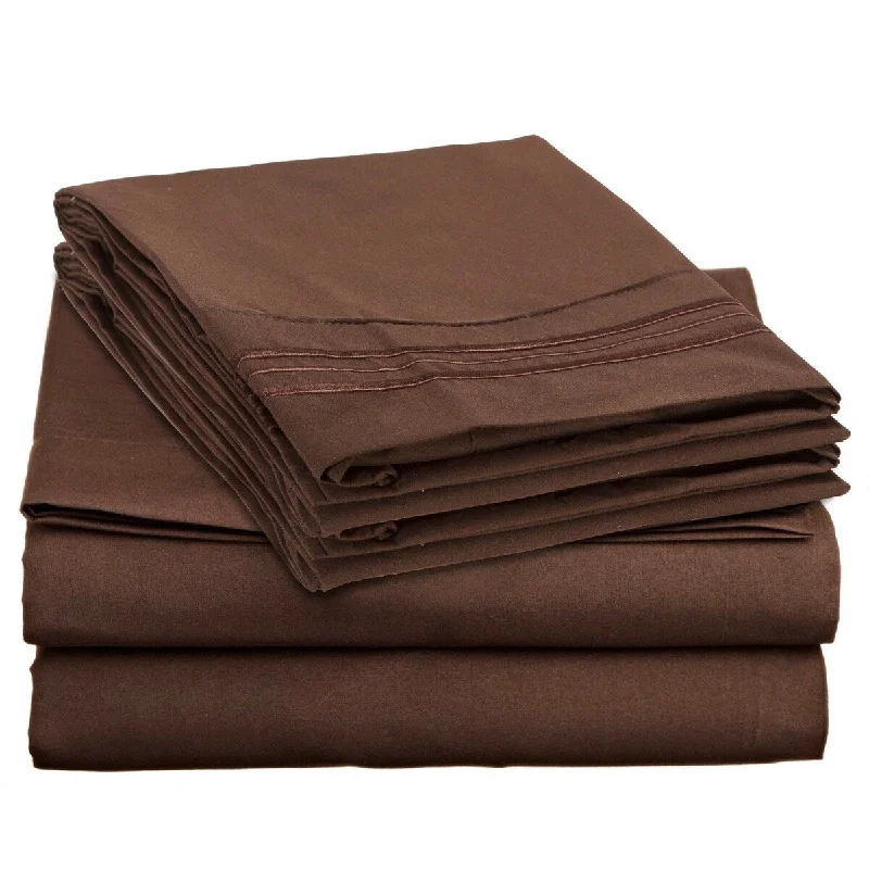 4 Piece 1600 Count Super Soft Sheet Set Full Brown