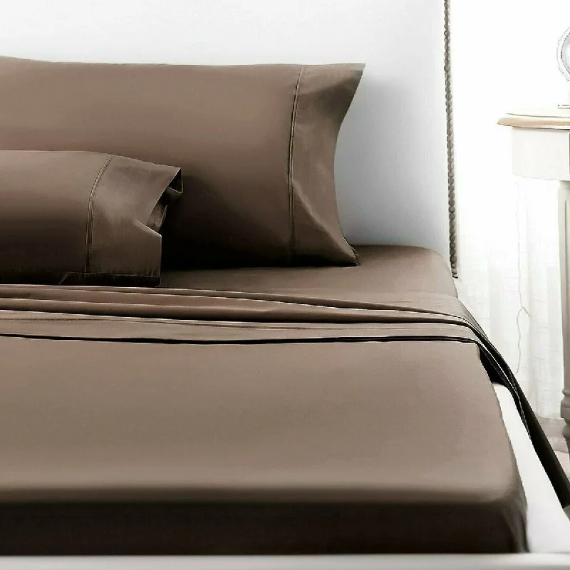 4 Piece Deep Pocket 1800 Count Luxury Sheet Set Full Brown