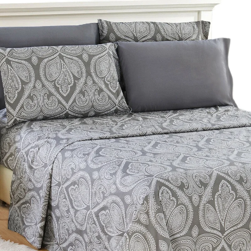 6 Piece 1800 Series Egyptian Paisley Sheet Set Twin Gray