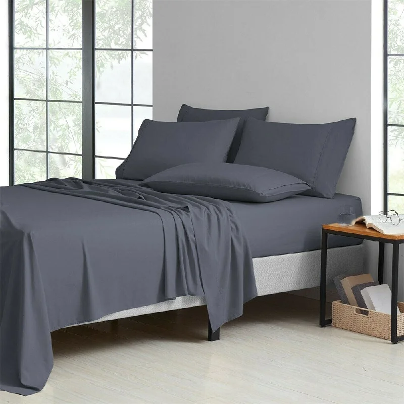 6 Piece Set 1800 Series Bamboo Soft Deep Pocket Queen Gray