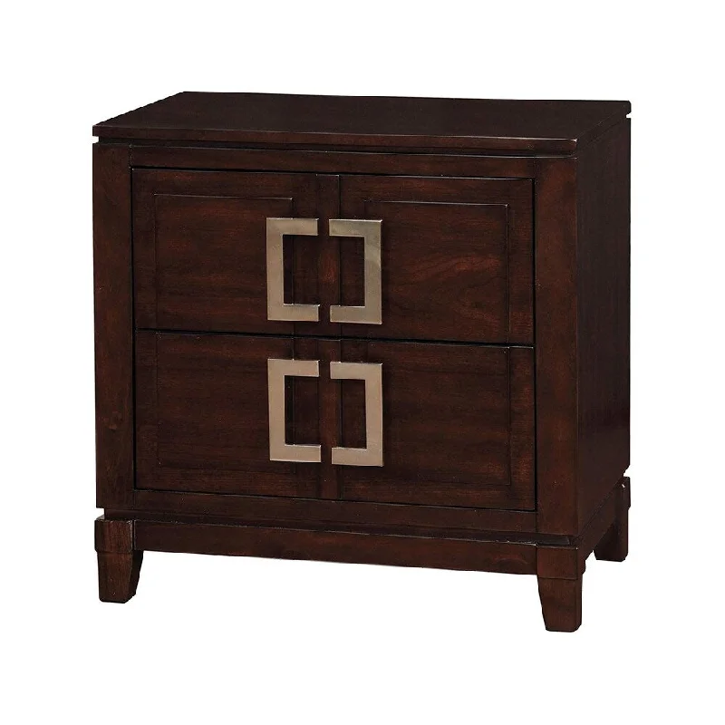 Balfour Transitional Night Stand In Brown Cherry Finish