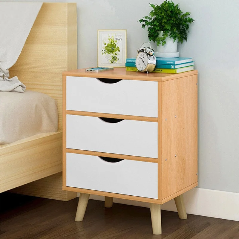 BOSCARE Nightstand W/ 3 Drawers Large Storage Space Solid Structure and Stable Frame