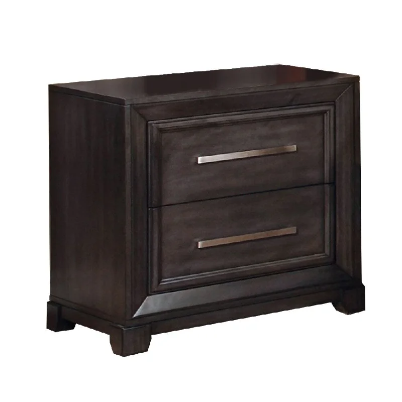 Bradley Transitional Nightstand, Dark Gray Finish