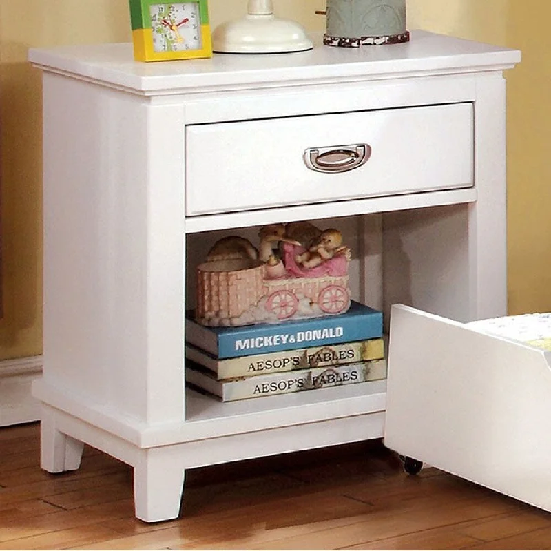 Colin Transitional Style Nightstand, White Finish