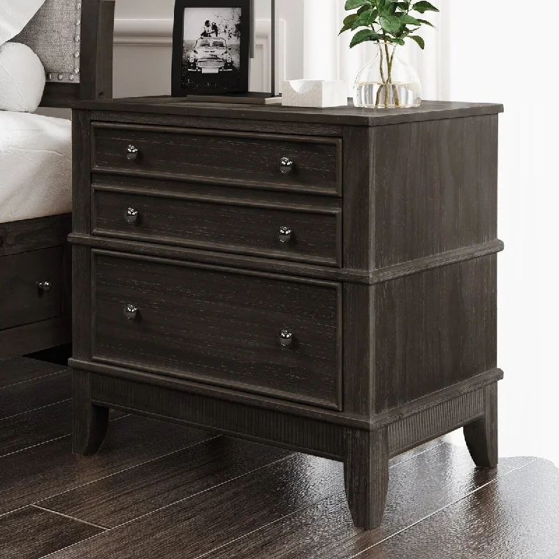 Drawer Nightstand in Coffee Color - Sleek and Chic Design - Rustic Charm - Durable Construction - Hidden Drawer Feature