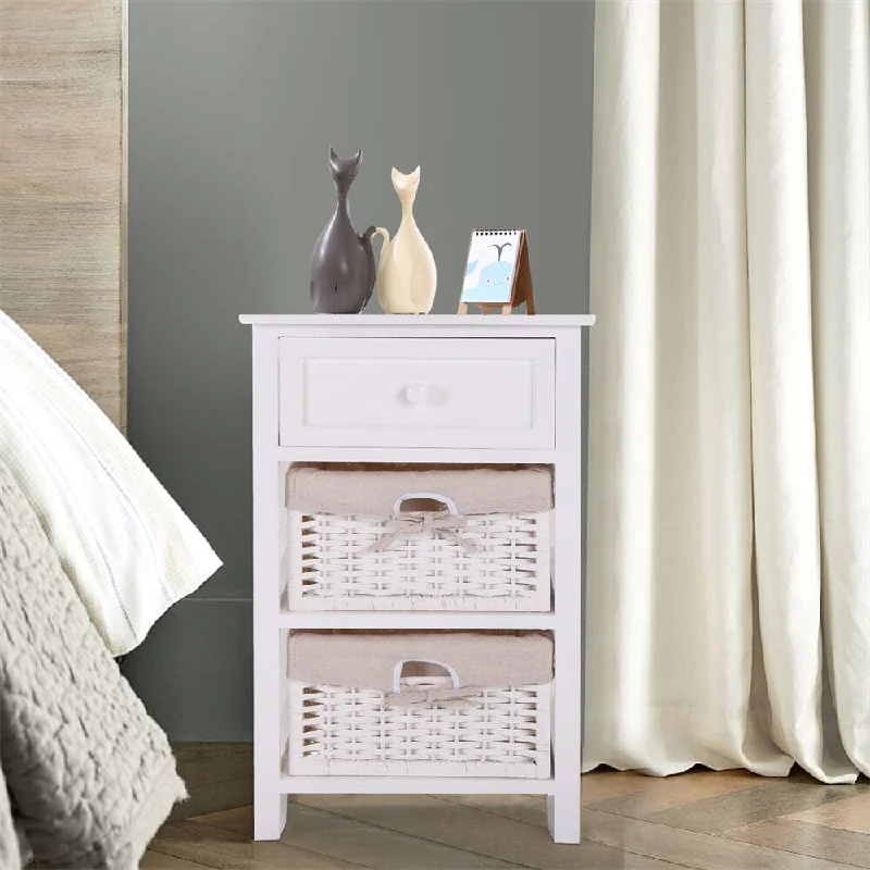 Drawer Nightstand with Two Removable Baskets