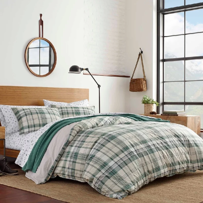 Eddie Bauer Timbers Plaid Green Duvet Cover Set