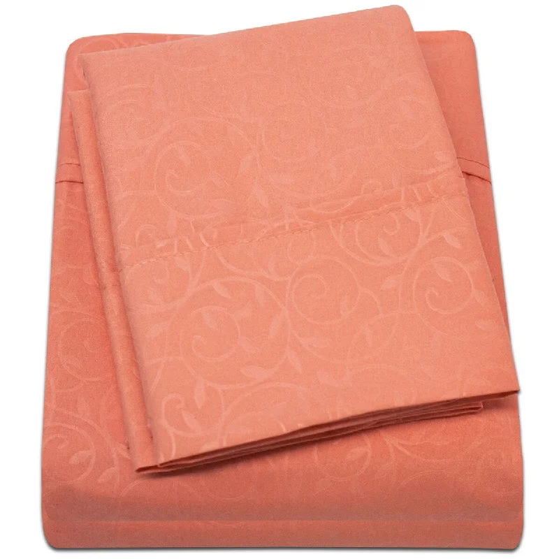 Embossed Vine Sheet Set Full Sheet Set Orange