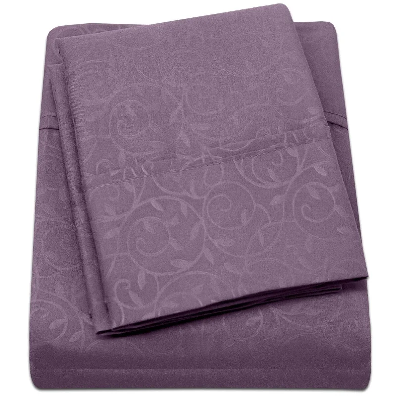 Embossed Vine Sheet Set Full Sheet Set Plum