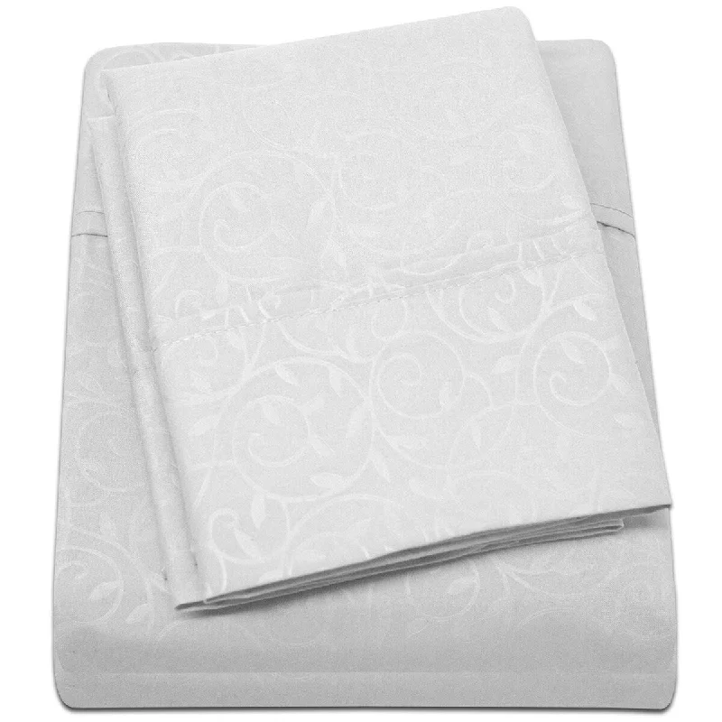 Embossed Vine Sheet Set Twin Sheet Set White