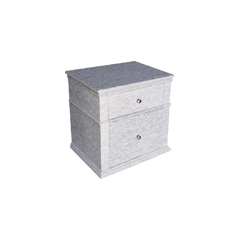 Fabric Upholstered Wooden Nightstand with two Drawers, Grey