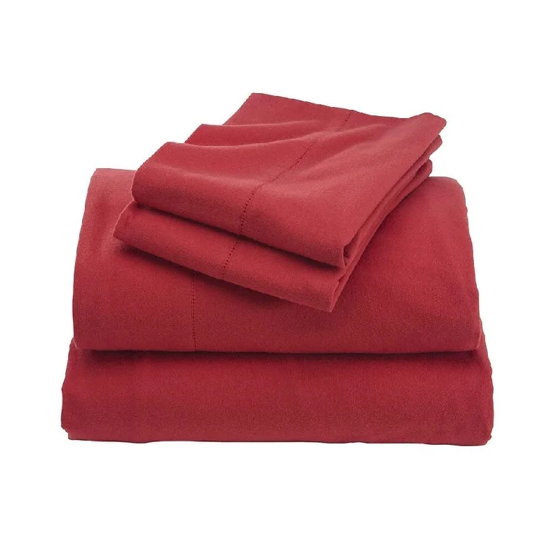 Full Signature Flannel Hemstitch Sheet Set - Paprika