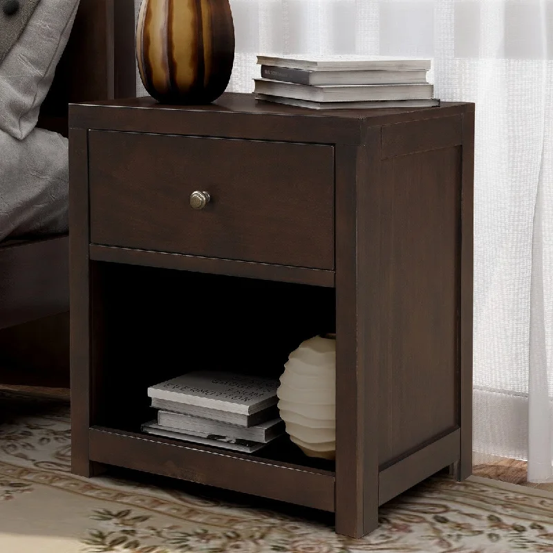 High-Quality Furniture, Vintage Aesthetic 1-drawer Solid Wood Nightstand, Removable Hardware, Open Compartment