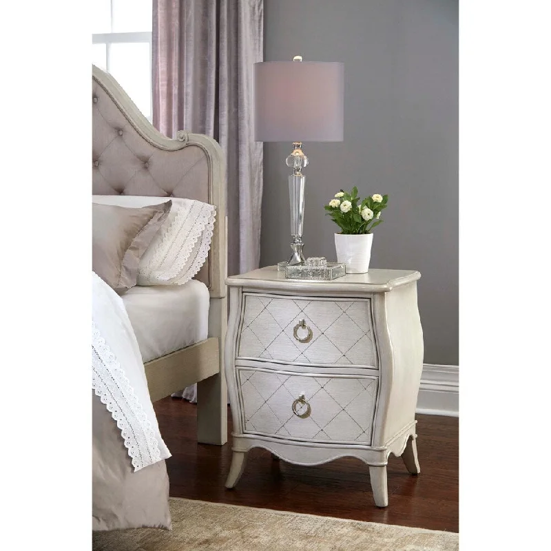 Hillsdale Angela Nightstand with 2 Drawers, Opal Grey