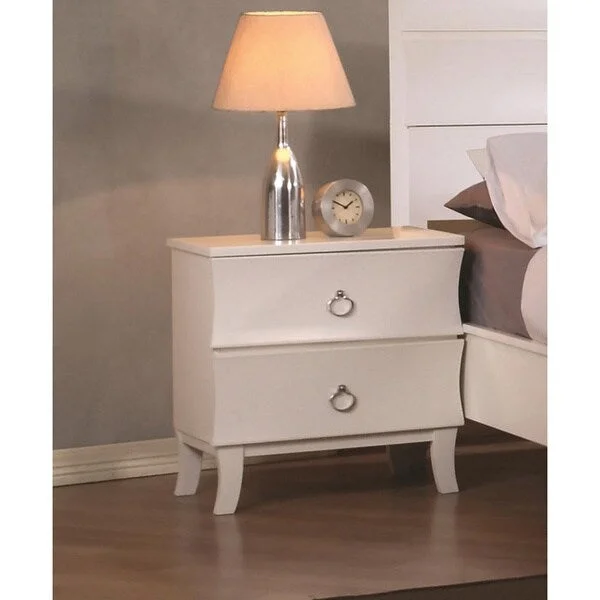 Hollis White Casual 2-Drawer Nightstand