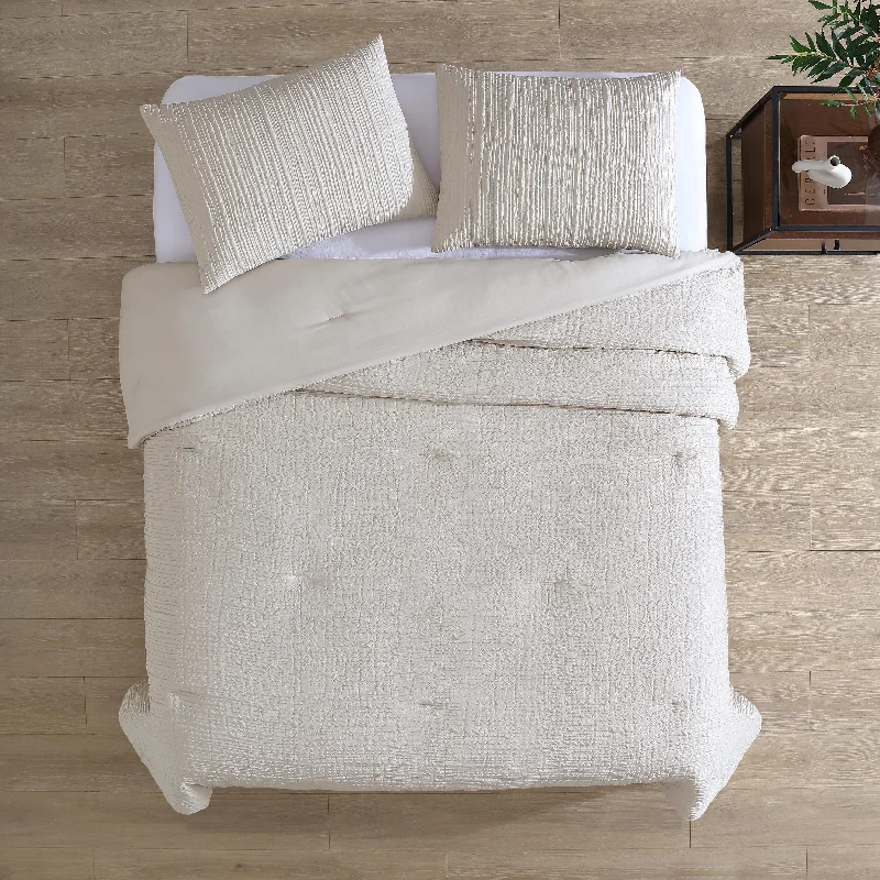 Kenneth Cole Serenity Wavy Lines Reversible Comforter Set