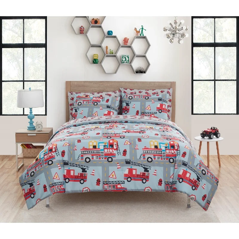 Kute Kids Fire Truck Rescue Comforter Set