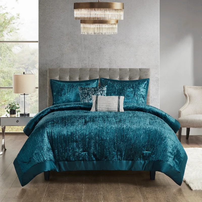 Madison Park Reagan 5 Piece Crinkle Velvet Comforter Set