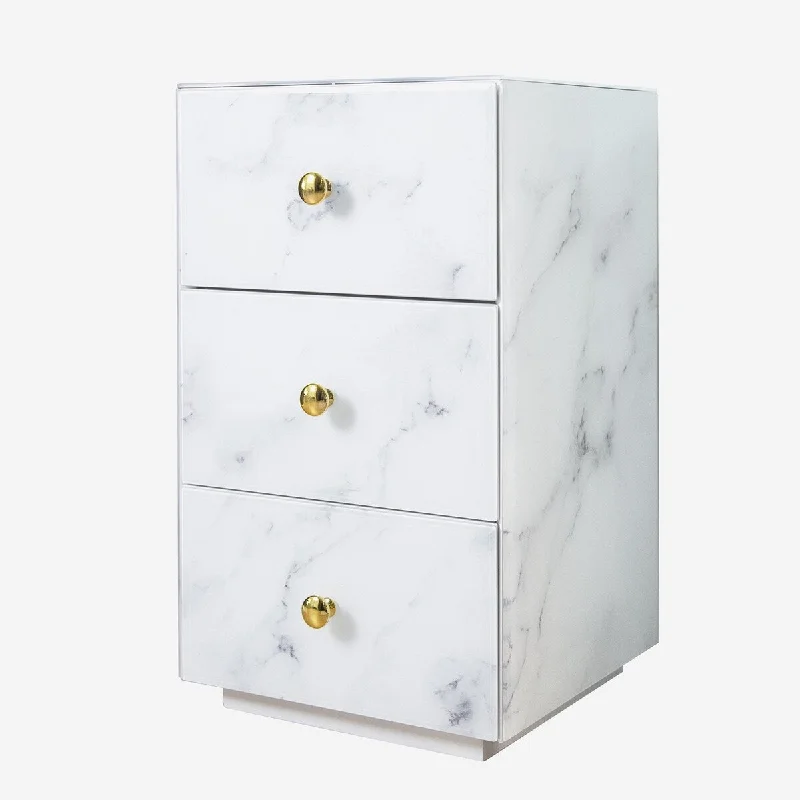 Marble Nightstand with 3 Drawers