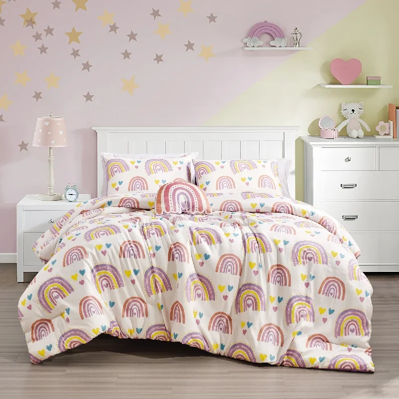 MarCielo Kids Girls Boys Comforter Set Rainbow Heart