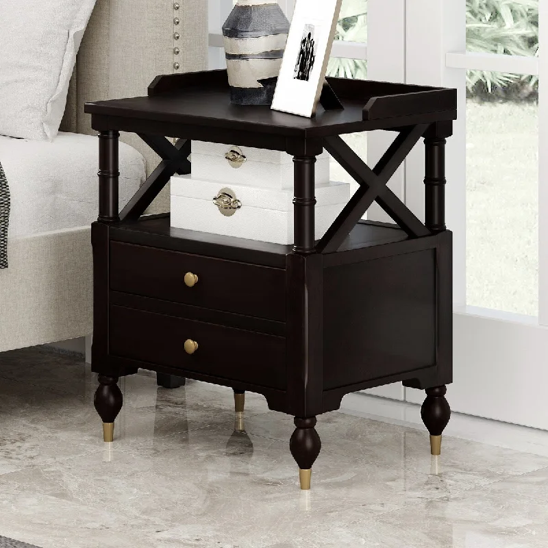 Modern 2-drawer Nightstand, Emovable Hardware