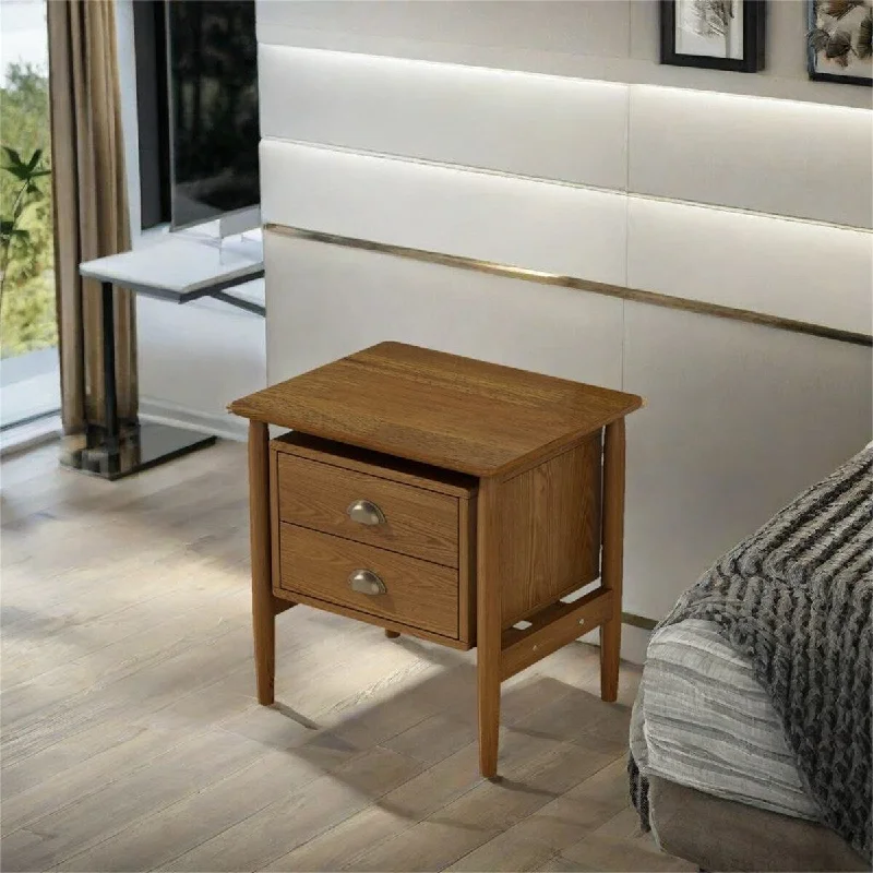 Modern Wood 2-Drawer Nightstand