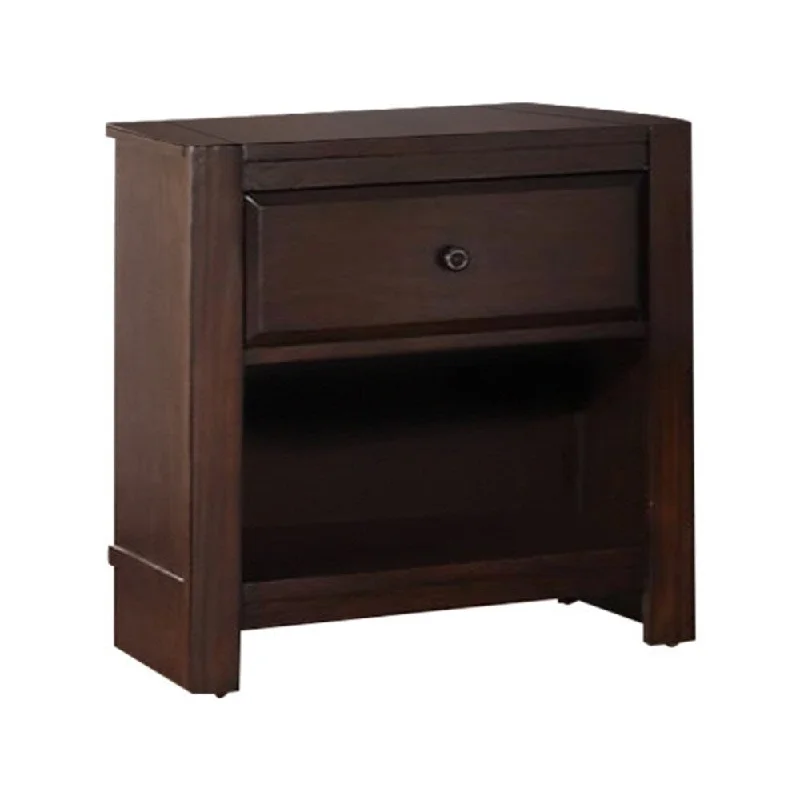 Pine Wood Night Stand With Open Shelf, Brown