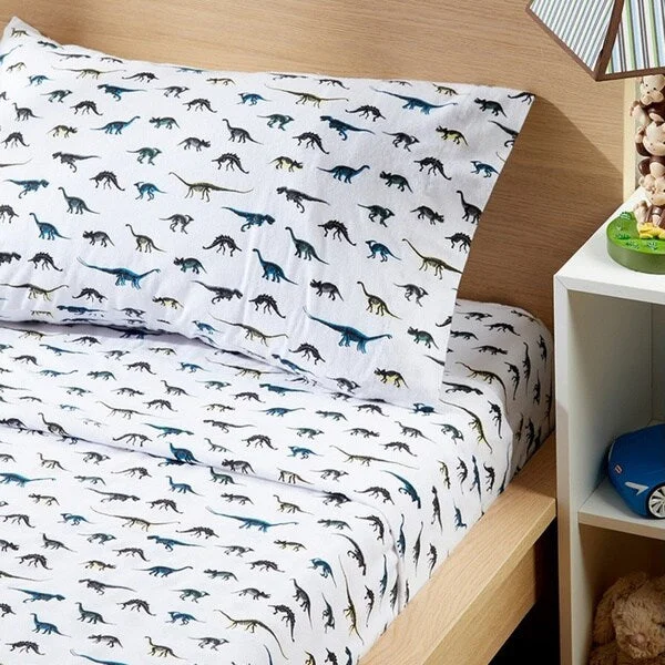 Porch & Den Spencer Dino Pattern Sheet Set Size- Twin