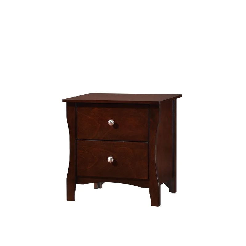 Riggins Contemporary Night Stand In Brown Cherry Finish