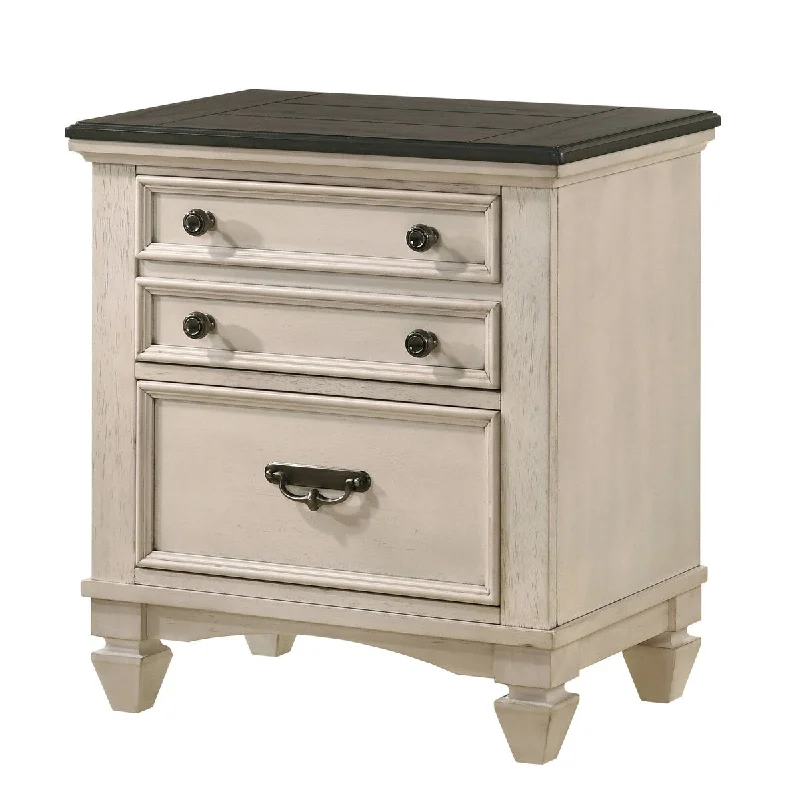 Sawyer Cottage Style Two-Tone Finish 2-drawer Nightstand with Knob&Pull