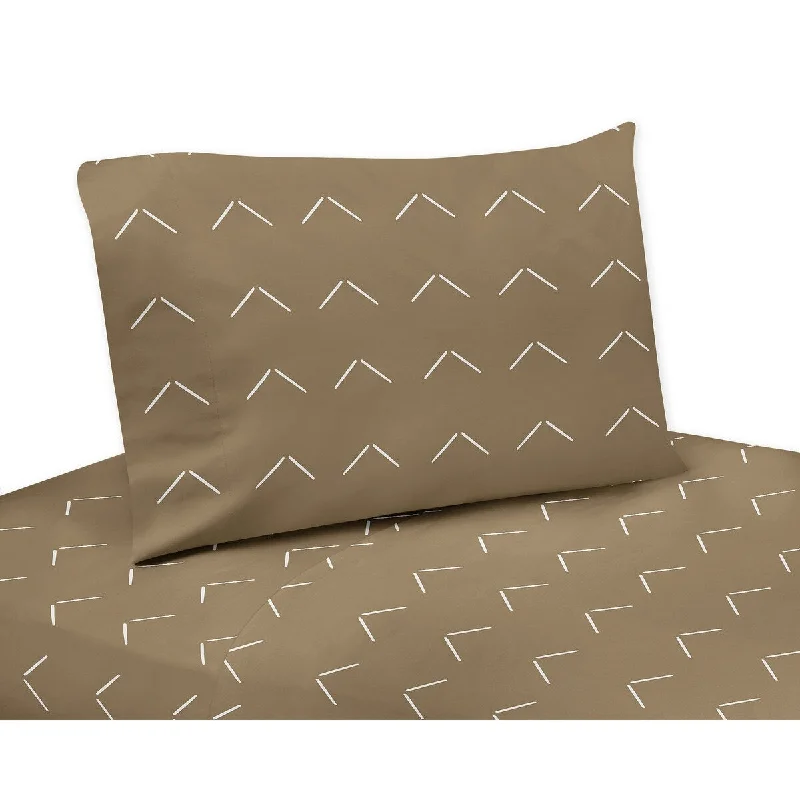 Sweet Jojo Designs Brown Boho Arrow Boy Girl Gender Neutral 3p Twin Sheet Set Bohemian Southwest Geometric Herringbone Woodland