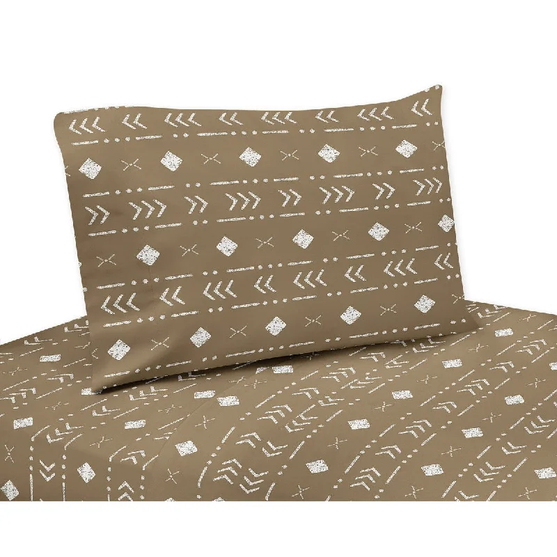 Sweet Jojo Designs Brown Tribal Mudcloth Boy Girl Gender Neutral 3p Twin Sheet Set Woodland Bohemian Southwest Geometric Arrow