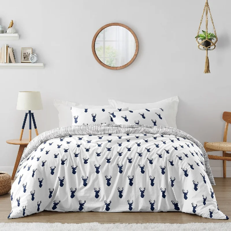 Sweet Jojo Designs Navy and White Woodland Deer 3-piece Full/ Queen-size Comforter Set