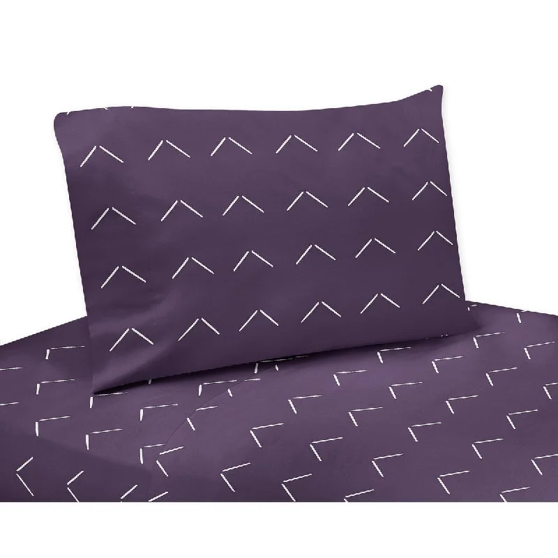 Sweet Jojo Designs Purple Boho Arrow Boy Girl Gender Neutral 3p Twin Sheet Set Plum White Bohemian Southwest Geometric Woodland