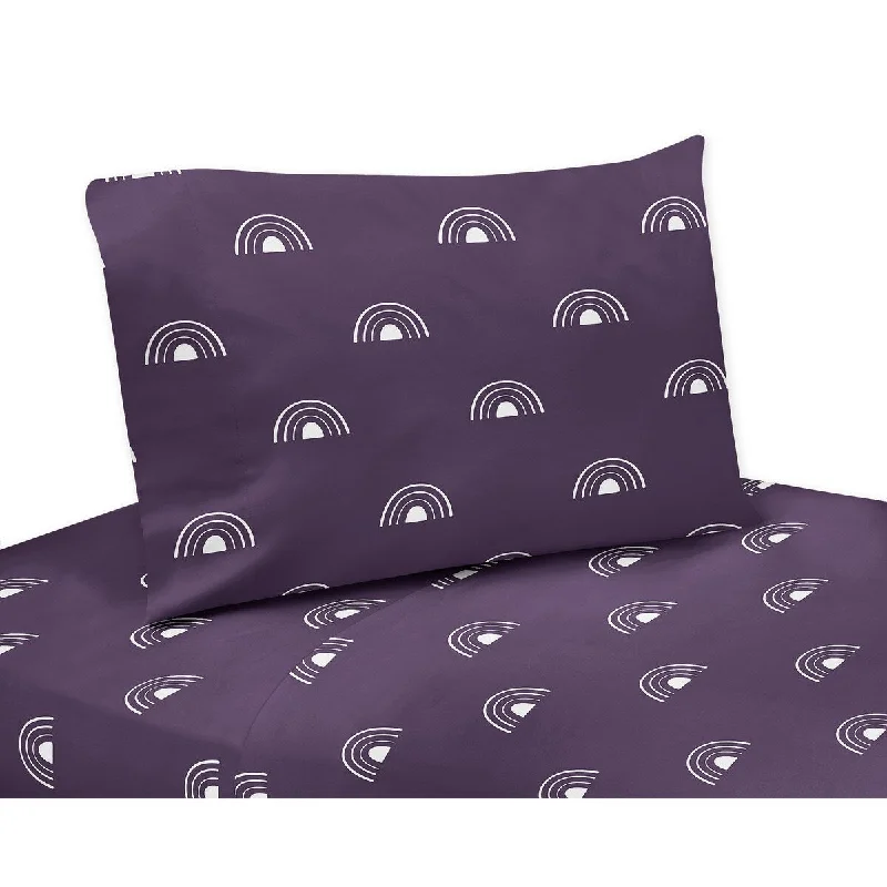 Sweet Jojo Designs Purple Boho Rainbow Boy Girl Gender Neutral 3p Twin Sheet Set White Bohemian Celestial Sky Outdoors Nature