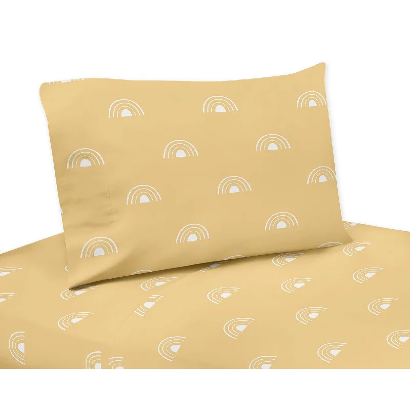 Sweet Jojo Designs Yellow Boho Rainbow Boy Girl Gender Neutral 3p Twin Sheet Set White Bohemian Celestial Sky Outdoors Nature