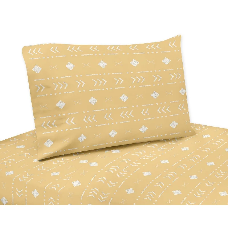 Sweet Jojo Designs Yellow Tribal Mudcloth Boy Girl Gender Neutral 3p Twin Sheet Set Woodland Bohemian Southwest Geometric Arrow