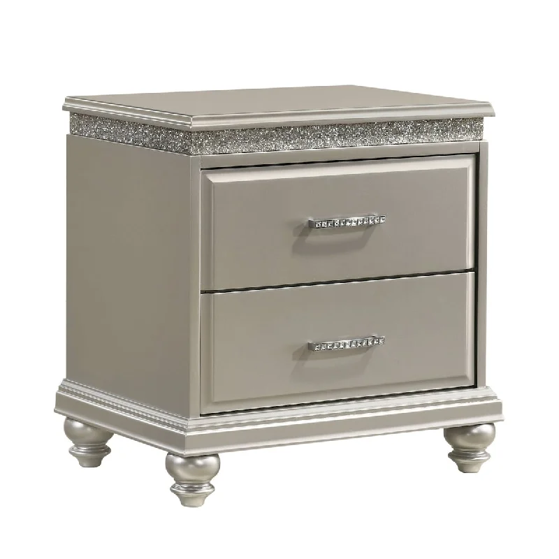 Traditional Glam 2-drawer Nightstand with 2 Handle and Bun Feet