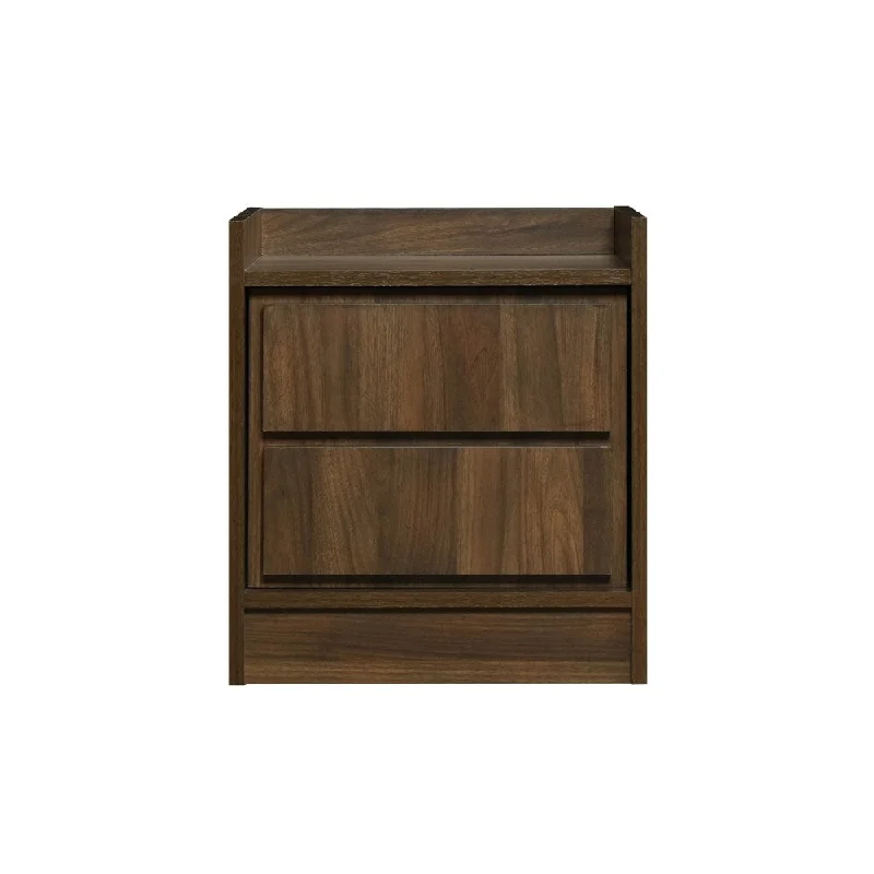 Transitional Nightstand with False Drawer Front and Woodgrain Details,Brown