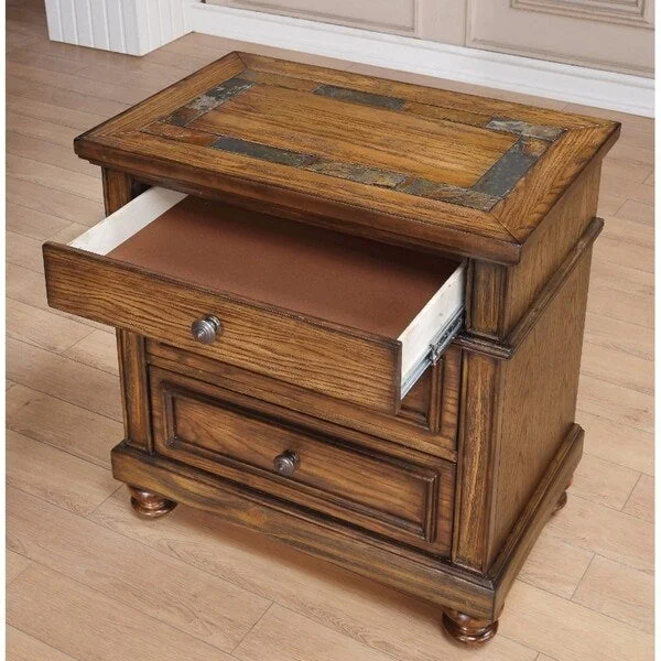 Transitional Style 3 Drawers Wood Nightstand By Arielle, Brown