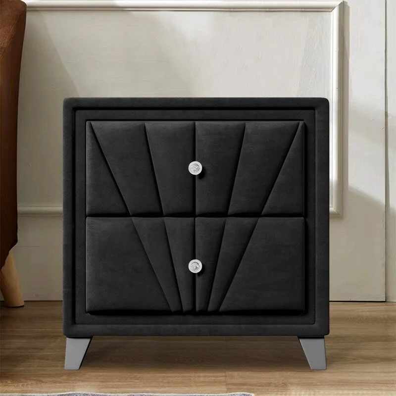 Velvet Nightstand with Two Drawers