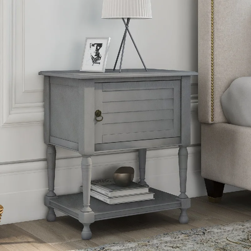 Versatile Nightstand Table Locker With Two Built-in Shelves Cabinet And an Open Storage MDF, table USB Charging Design