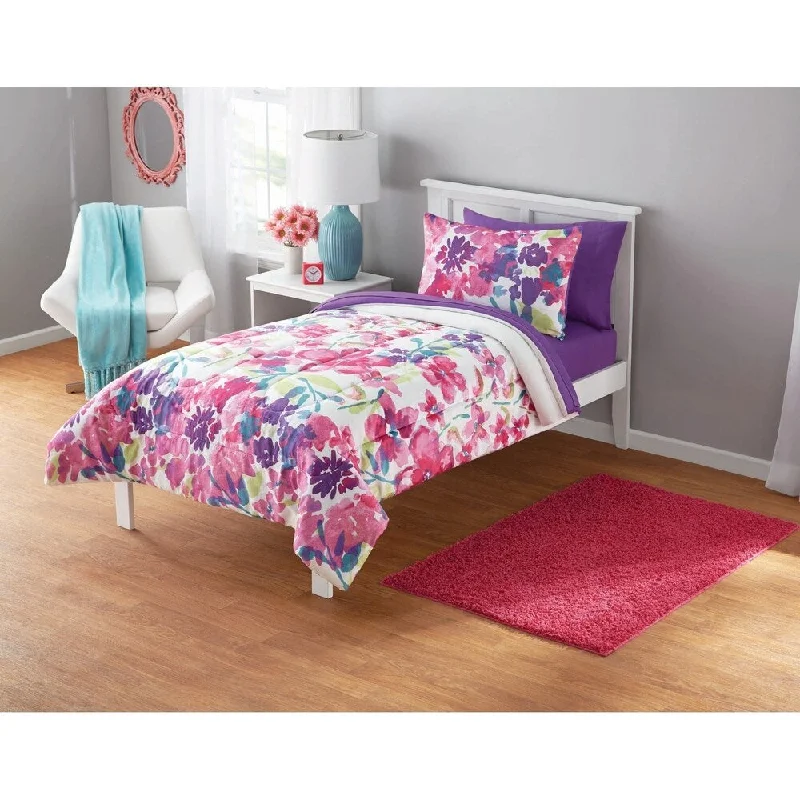 Watercolor Floral 3-piece Comforter Set