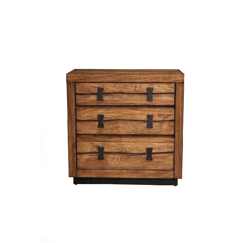 Well Designed 3 Drawer Nightstand in Mahogany Wood Brown